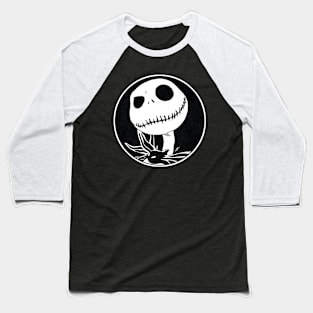 JACK SKELLINGTON - The Nightmare Before Christmas (Circle Black and White) Baseball T-Shirt